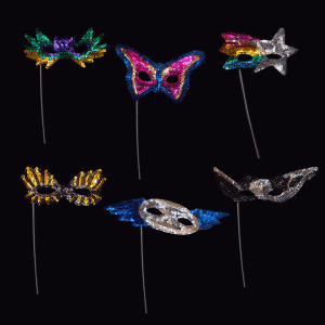 8" Sequin Masks with Stick