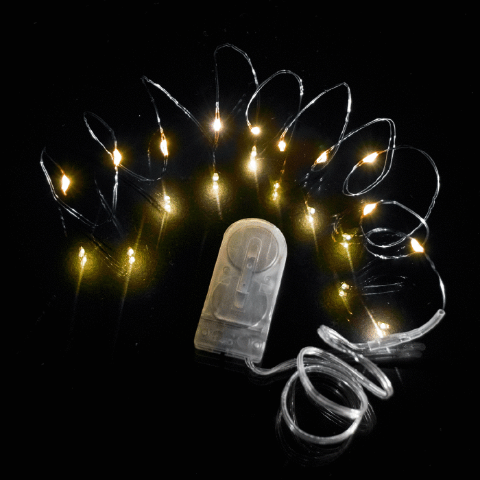 20 Inch Silver Short Wire Fairy Lights - Warm White